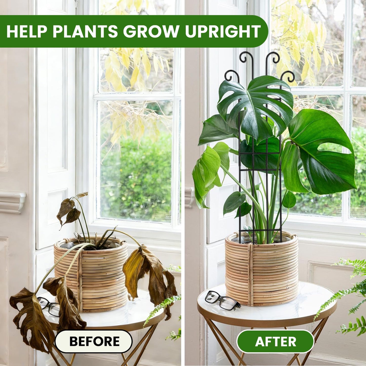 32.6 Inch 2Pack Garden Trellis for Climbing Plants, Rustproof Sturdy Metal Plant Trellis, Decorative Trellis for Potted Plants, Climbing Vines, Flowers, Vegetables, Indoor Outdoor Plant Support, Black