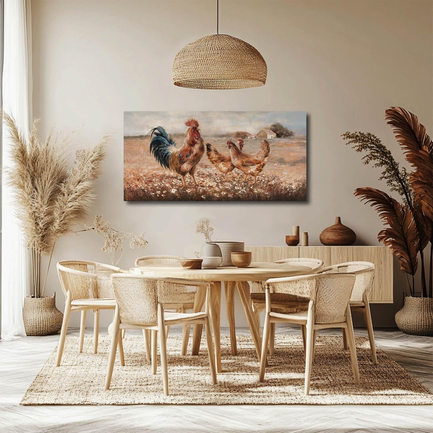 LEVERUP Animal Home Decor Browm Wall Art Flower wall Decorations for Dining Room Bedroom Office 20×40 Inchs Easy to Hang