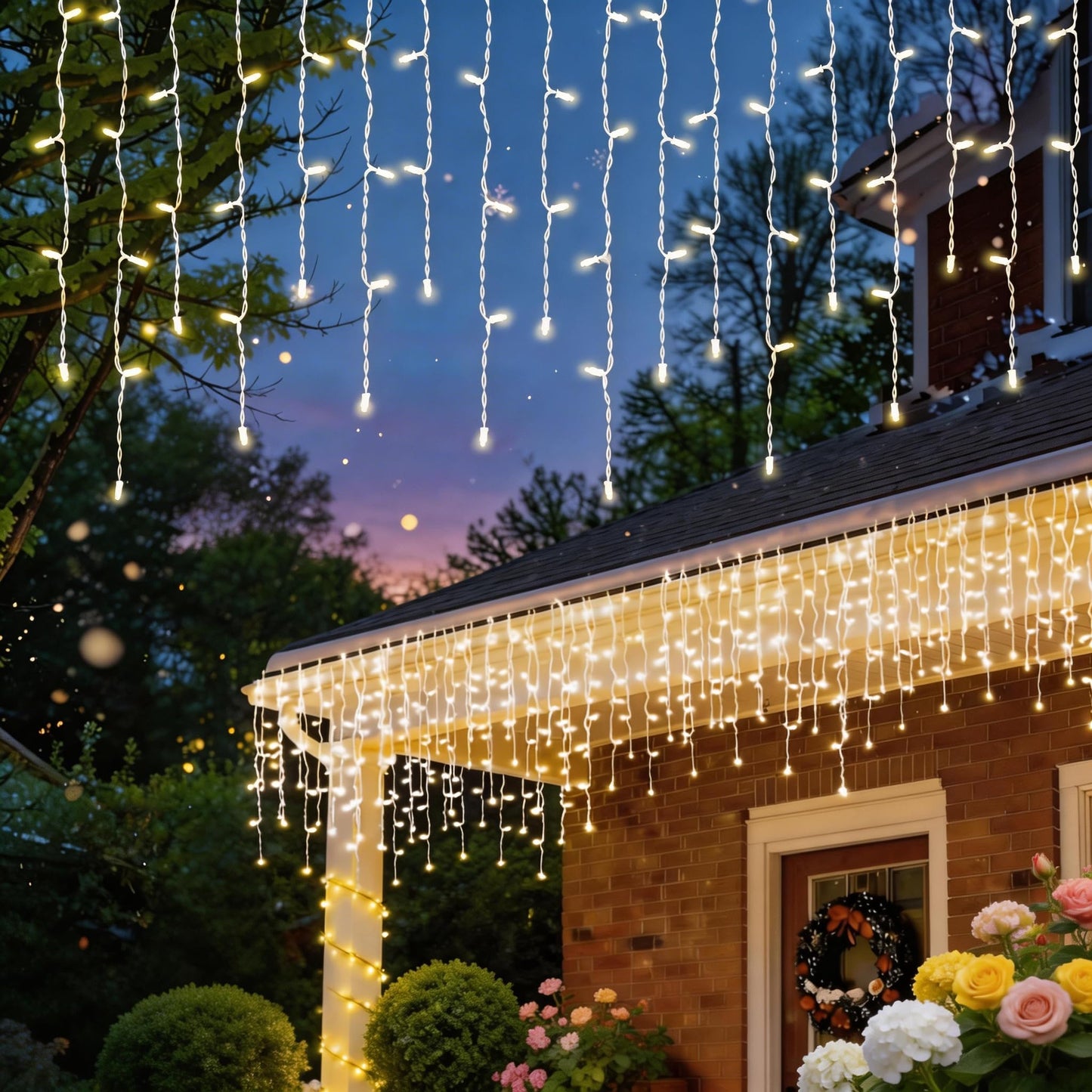 LED Christmas Lights, 100 LED Icicle Lights on 7FT with 4 Inch Spacing - 5MM Wide Angle Warm White Bulbs, IP68 Waterproof & ETL Certified for Outdoor/Indoor