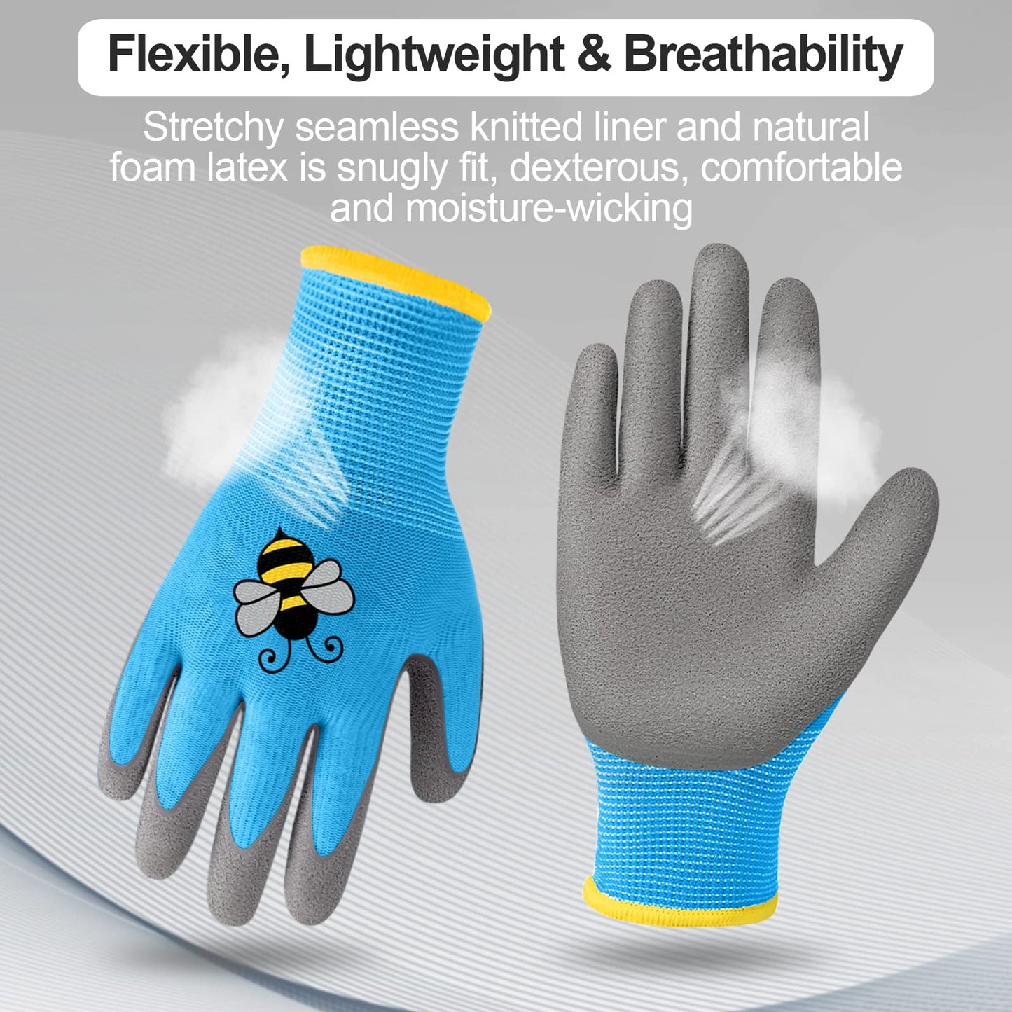 Yumoin 12 Pairs Kids Gardening Gloves Children Yard Work Glove Rubber Coated Garden Gloves for Girls Boys Toddlers Youth Outdoor (Medium (Age 6-8))