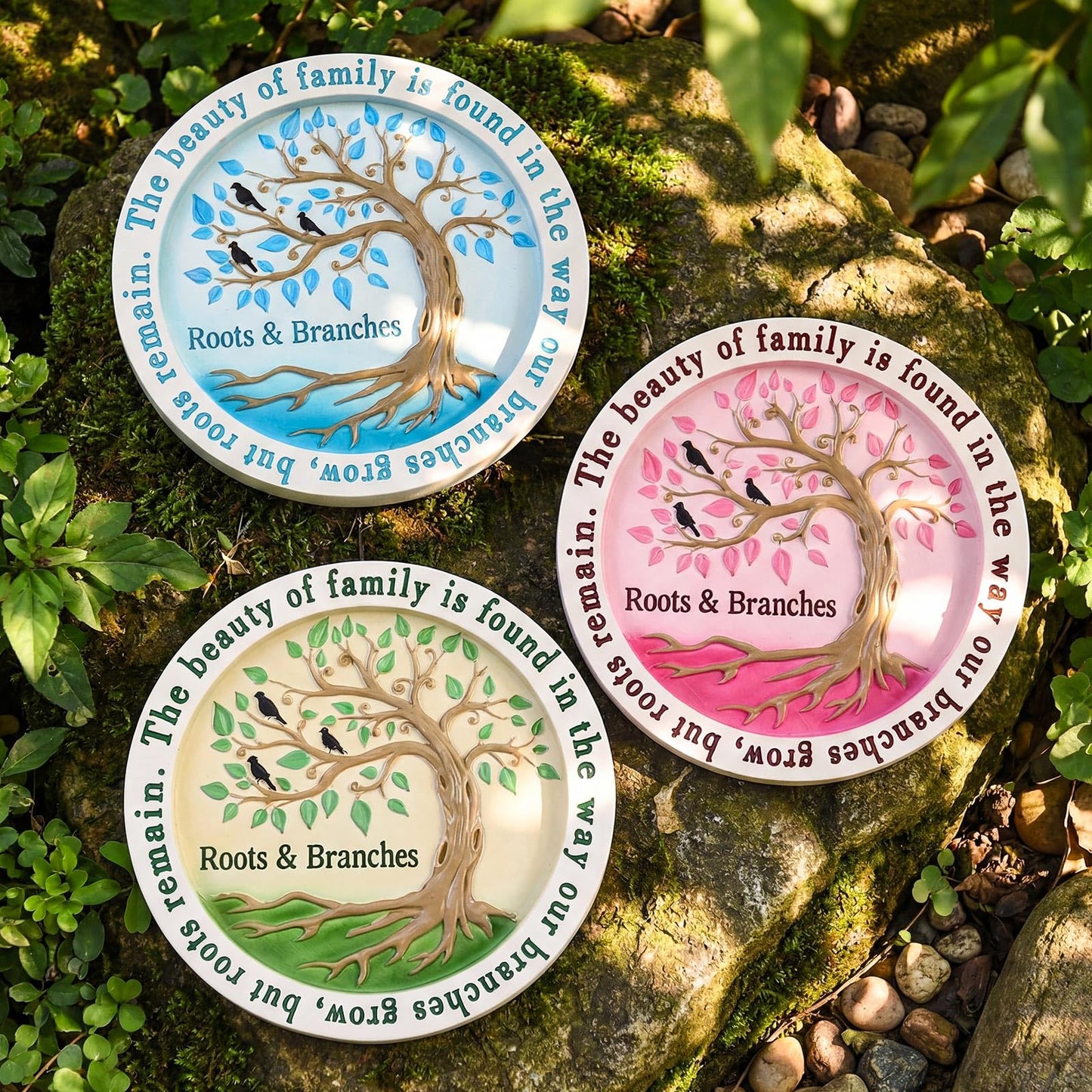 Cinnvoice 3 Pack Garden Stepping Stone Outdoor, Decorative Dimensional Resin Stepping Stones for Patio Pathway Landscaping Walkway Sculpture Yard Backyard Lawn(Tree of Life,10 Inches)