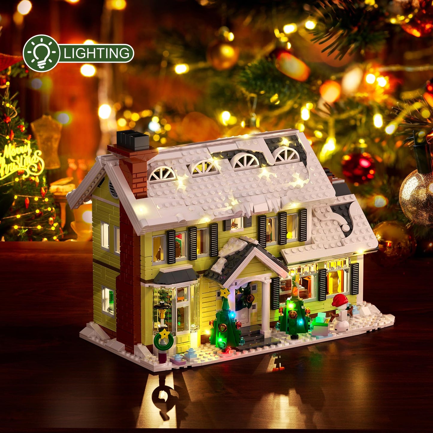 Christmas Holiday House Building Set, LED DIY Christmas Holiday Snow Village, Christmas House Compatible with Lego Gifts for Boys, Girls, Family, and Friends (1156pcs)