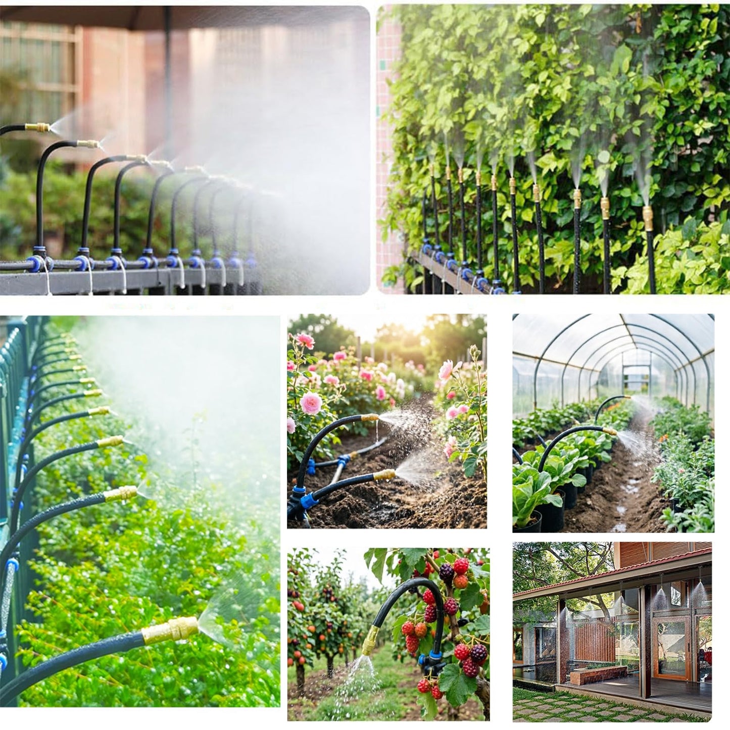 DOLANSTO 50ft Drip Irrigation System with 18pcs 360° Adjustable Misting Sprinkler Kit, Garden Watering System for Raised Bed, Greenhouse, Patio, Yard - DIY Plant Mist Sprayer Kit