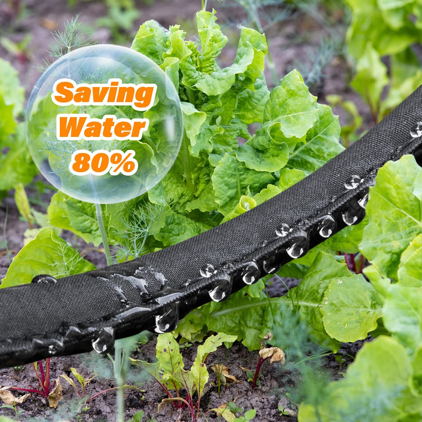 Winisok 150FT Thickened Flat Soaker Hose, Heavy Duty Double Layer Watering Hoses, Save 80% Water, Flexible Leakproof, Drip Irrigation Tubing for Garden Beds and Lawns (50 FT x 3Pack)