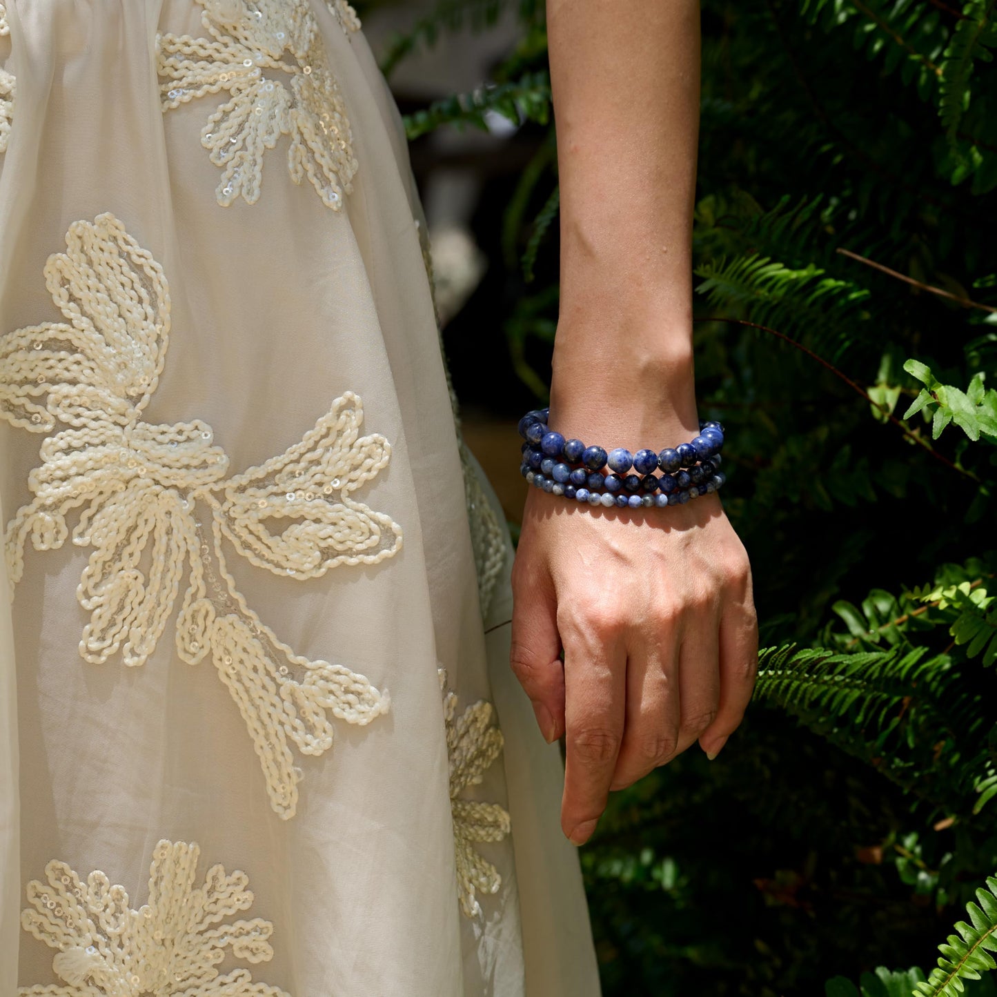 Bivei Sodalite-Clear Insight & Authenticity-4mm Beaded Bracelets for Women Handmade Semi Precious Natural Stone Stretch Elastic Jewelry Yoga Protection Gifts