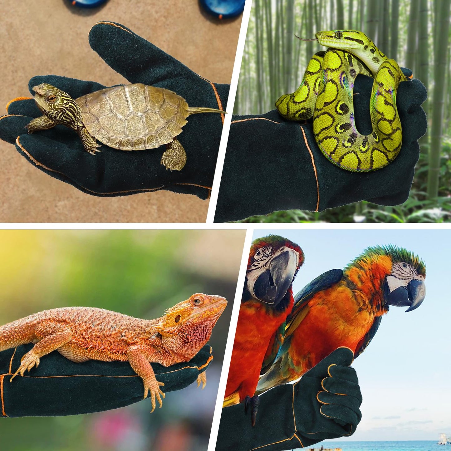 ENPOINT Animal Handling Gloves - 23.6 inch Bite Proof Gloves, Anti Scratch Cowhide Leather for Cat Grooming, Snake Animal Handling