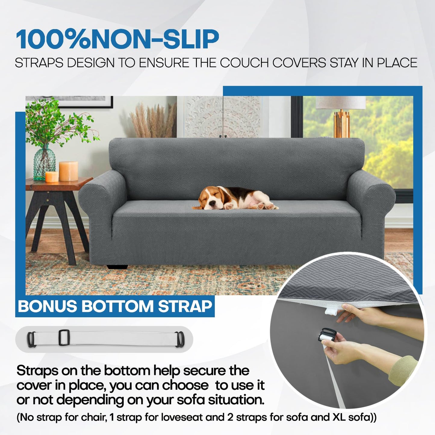 XINEAGE 2026 New 1 Piece Couch Covers for 3 Cushion Couch (79"-91") Stretch Sofa Cover Slipcover Pet Friendly Soft Washable Furniture Protector with Elastic Bottom for Kids,Dog (Sofa, Light Gray)