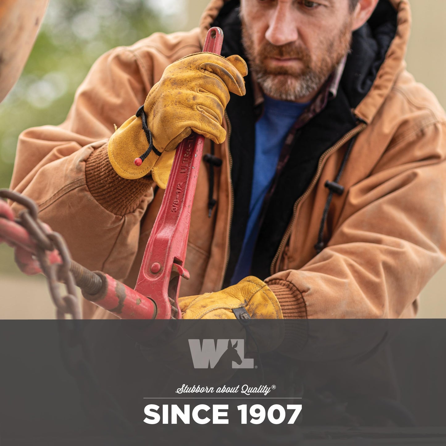 Wells Lamont Leather Work Gloves for Men – Heavy Duty, Cowhide, Abrasion & Puncture Resistant – Adjustable Wrist, Gunn Cut Design, Ideal for Ranching, Farming, Construction - Saddletan - M