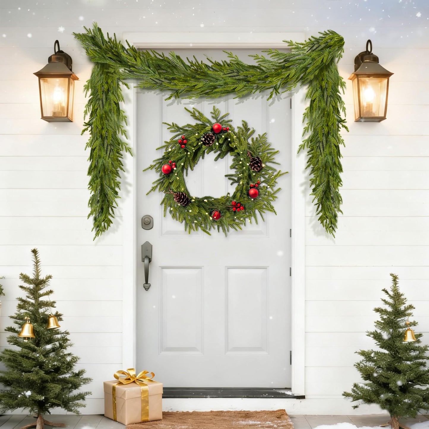6FT Christmas Garland Norfolk Pine Garland Real Touch Faux Greenery Cedar Garlands for Mantle,Table,Wall,Christmas Decorations Indoor Outdoor
