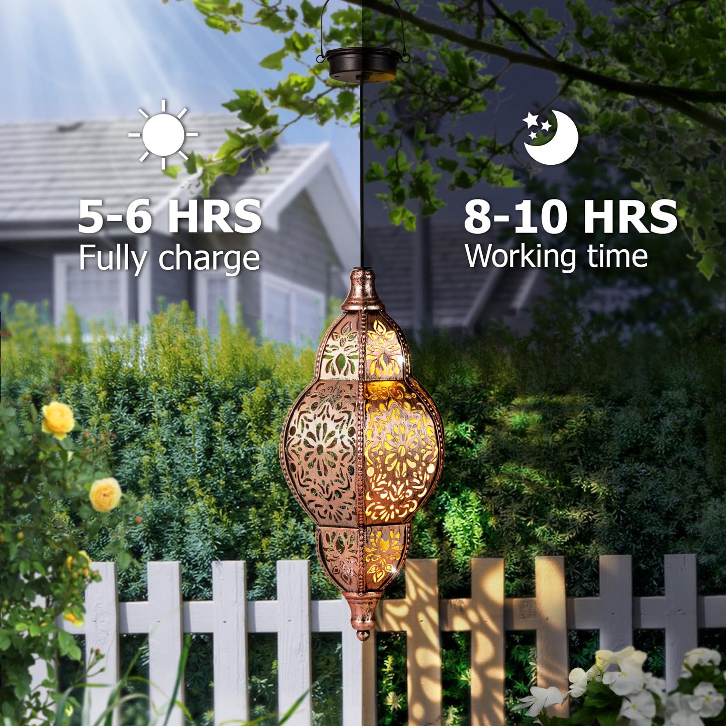 Solar Lanterns Outdoor Waterproof, Hanging Solar Lantern Garden Decor, Decorative Garden Lights for Yard, Patio, Lawn, Porch, Mother's Day Gifts (Moroccan)
