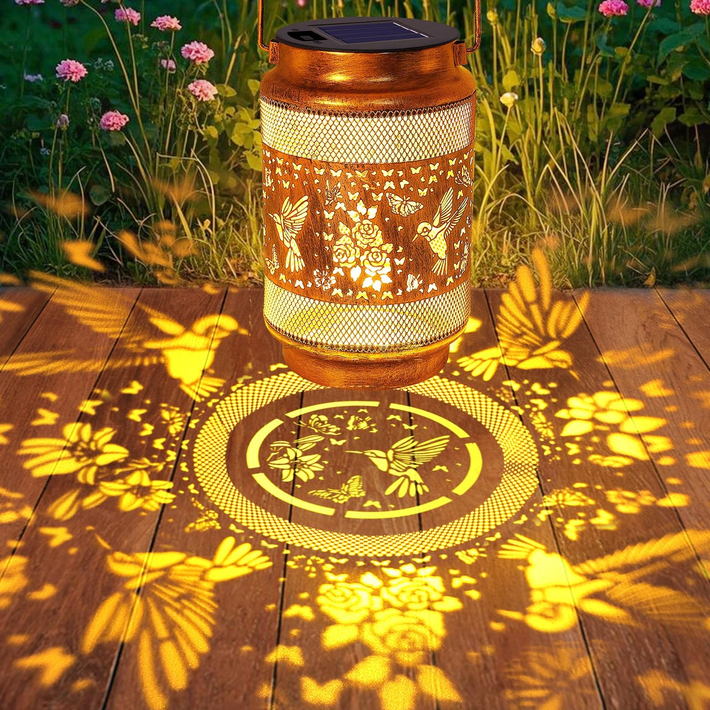 Hummingbird Solar Lanterns Outdoor Waterproof with Shepherd Hook, Gifts for Mothers Day Birthday Women Mom Grandma, Metal Solar Hanging Lights Garden Decor for Outside Yard Patio Pathway Porch