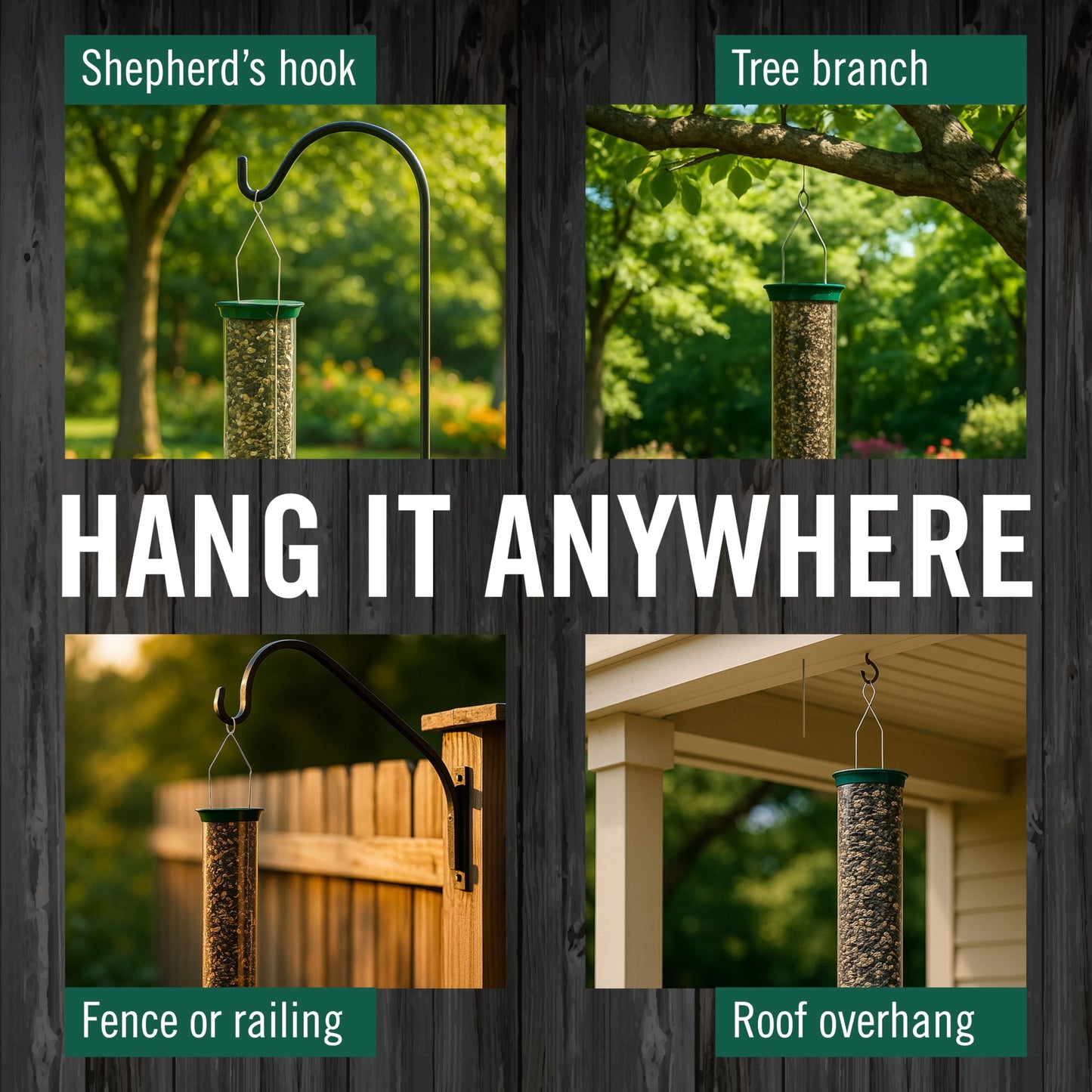 Droll Yankees Squirrel Proof Bird Feeder for Outdoors – Rechargeable Weight-Activated Rotating Perch, 5lb Seed Capacity, Metal Base, UV-Stabilized Seed Tube, Hanging Green Yankee Flipper, YF-M