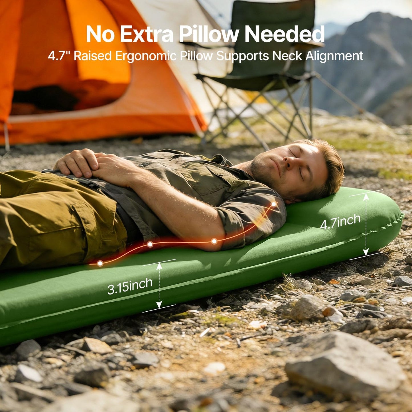 OGERY Self-Inflating Sleeping Pad with Built-in Foot Pump, 3" Memory Camping Mattress Pad, Quiet & 9.5 R-Value Insulated Sleeping Mat Camping Essential Gear for Car Tent Camping