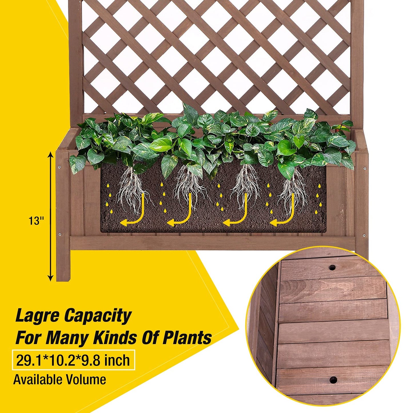 Garden Planter Box with Trellis Raised Garden Bed Outdoor for Climbing Plants, Flowers, High Capacity
