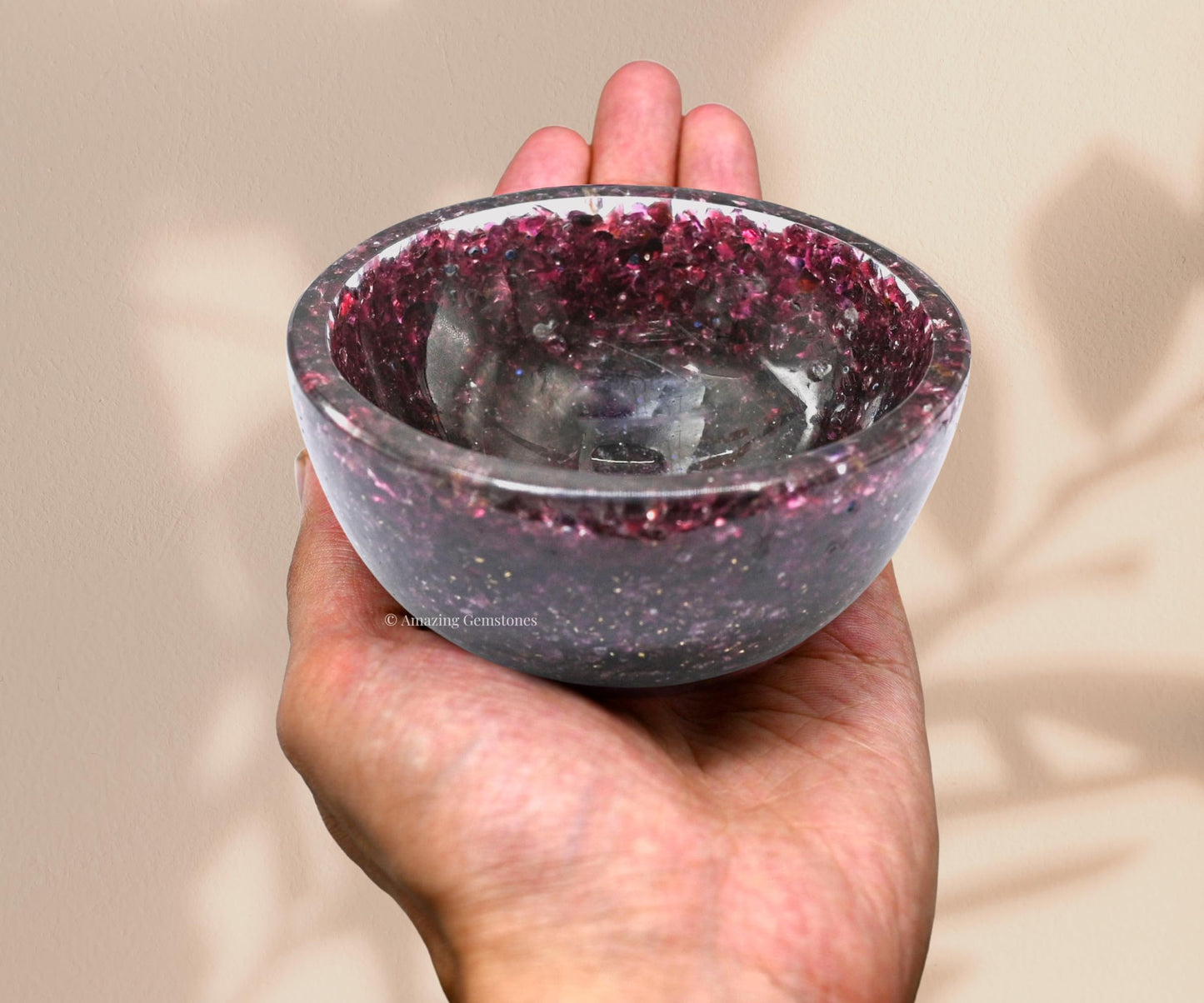 Amazing Gemstone Garnet Orgonite Orgone Crystal Gemstone Bowl - 3" Orgonite Garnet Crystal Bowl for Meditation, Crystals and Healing Stones Gift and Protection