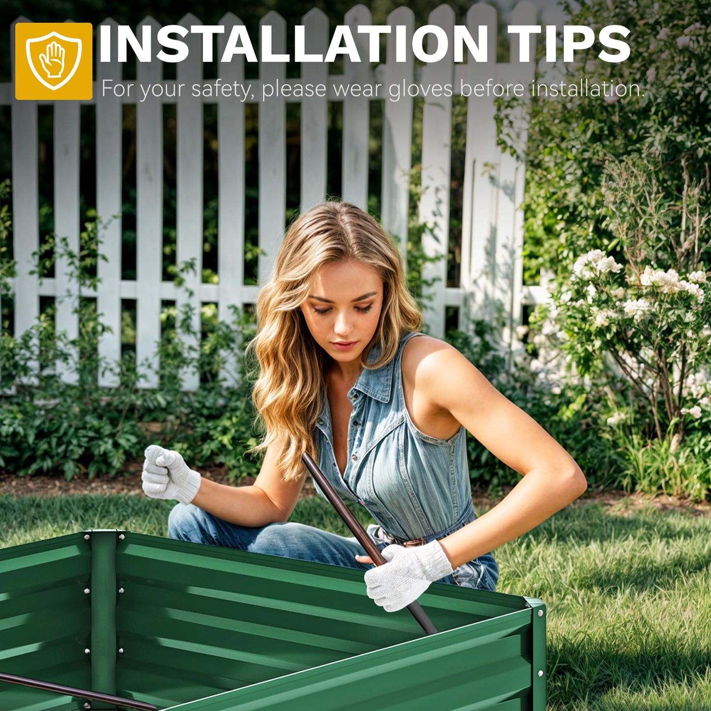 DWVO 2pcs 6 x 3 x 1 FT Raised Garden Bed Kit, Outdoor Galvanized Flower Bed with Gloves, Large Metal Planter Box for Vegetables, Flowers, Herbs, Fruits, Green
