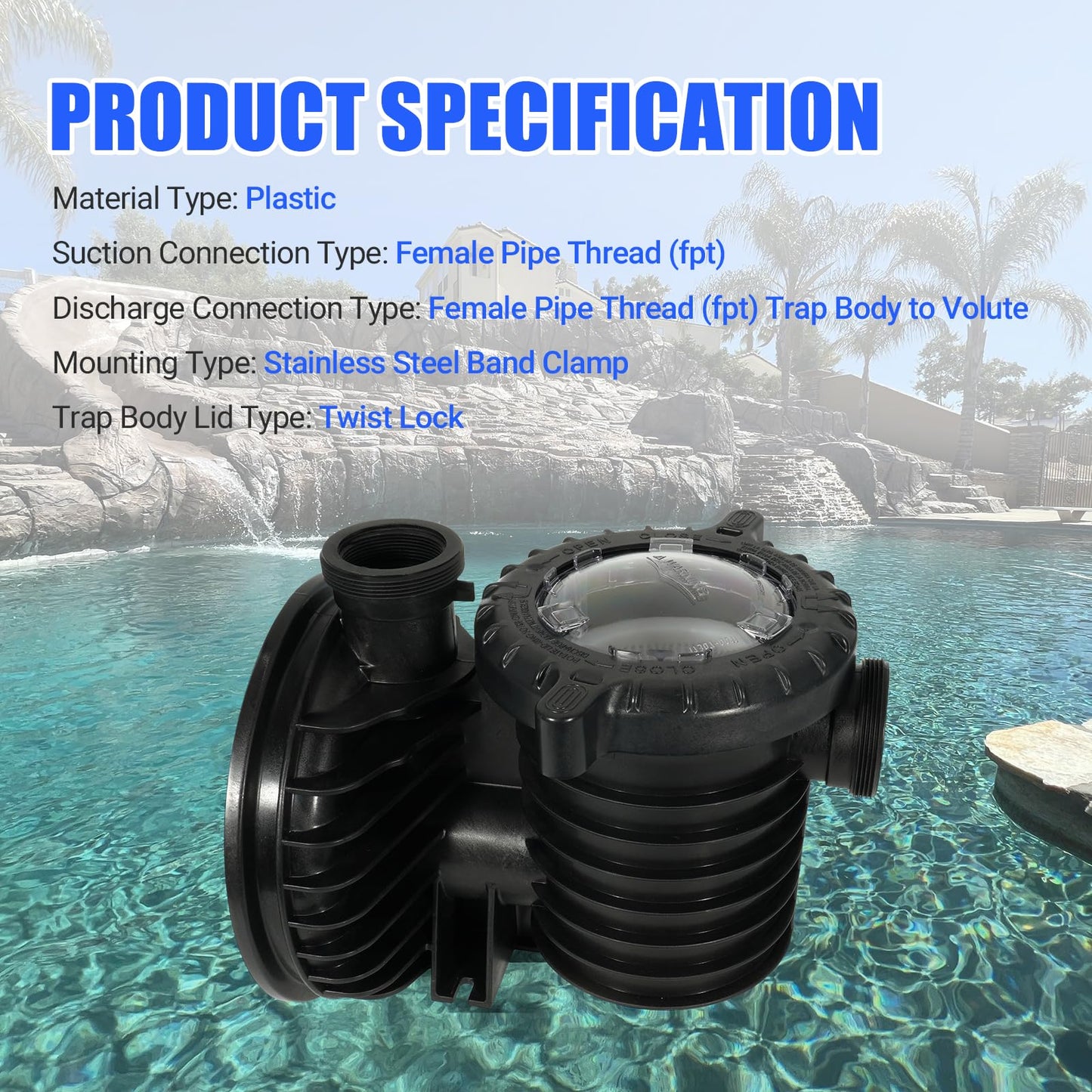 loosoo 17307-0110S Pool Pump Tank Body Assembly Compatible with Pentair Sta-Rite IntelliPro, Max-E-Pro Series, Trap Body Assembly, Pool And Spa Inground Pump