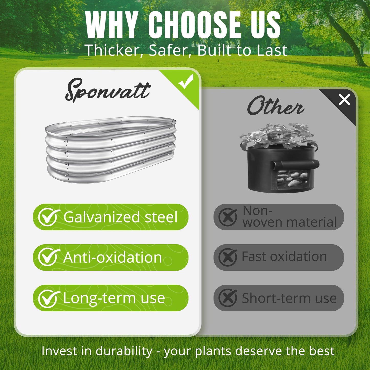 Sponvatt Raised Garden Bed - Outdoor Galvanized Raised Garden Bed Planter Boxes, Large Oval Metal for Gardening Planter Box Kit,Suitable for Vegetables,Herbs, and Flowers Silver (4x2x1Ft)
