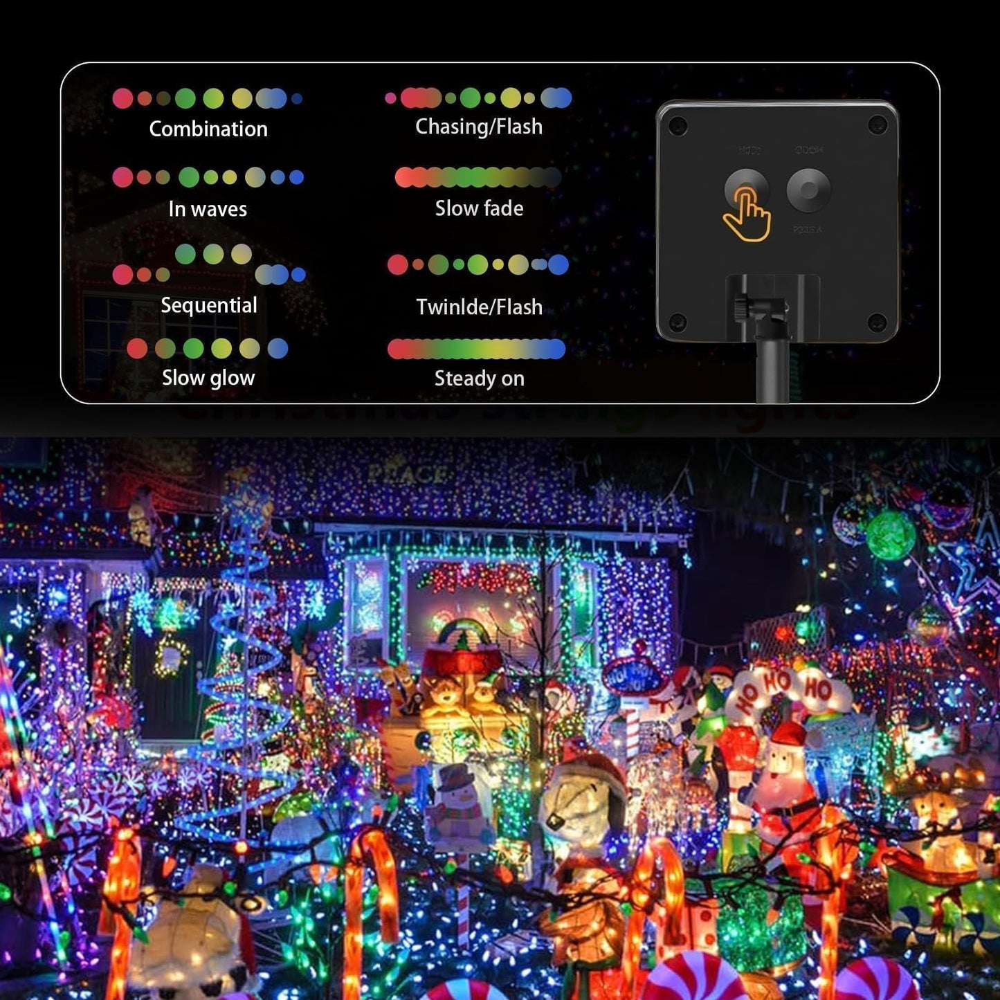 SyouHome 4-Pack Solar Fairy Lights Outdoor, 800 LEDs 264FT Extra-Long Solar String Lights, 8 Modes Waterproof Twinkle Lights for Garden Tree Wedding Party Christmas, Multicolor