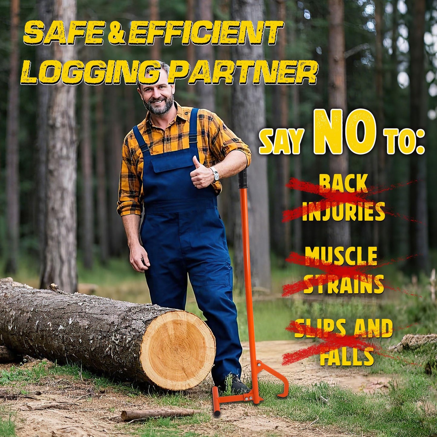 PIRIPARA 50.9" Timberjack Log Lifter, Adjustable Log Roller Cant Hook, Heavy Duty Steel Log Jack, Logging Tools for Rolling and Raising Up The Logs