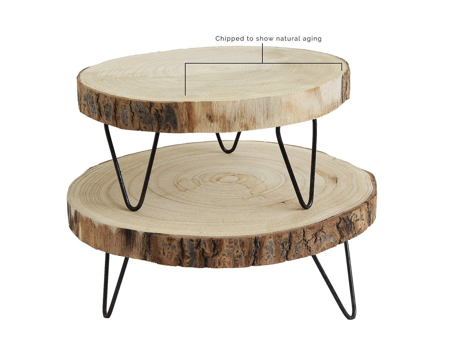 Creative Co-Op Large Paulownia Wood Pedestal with Metal Legs