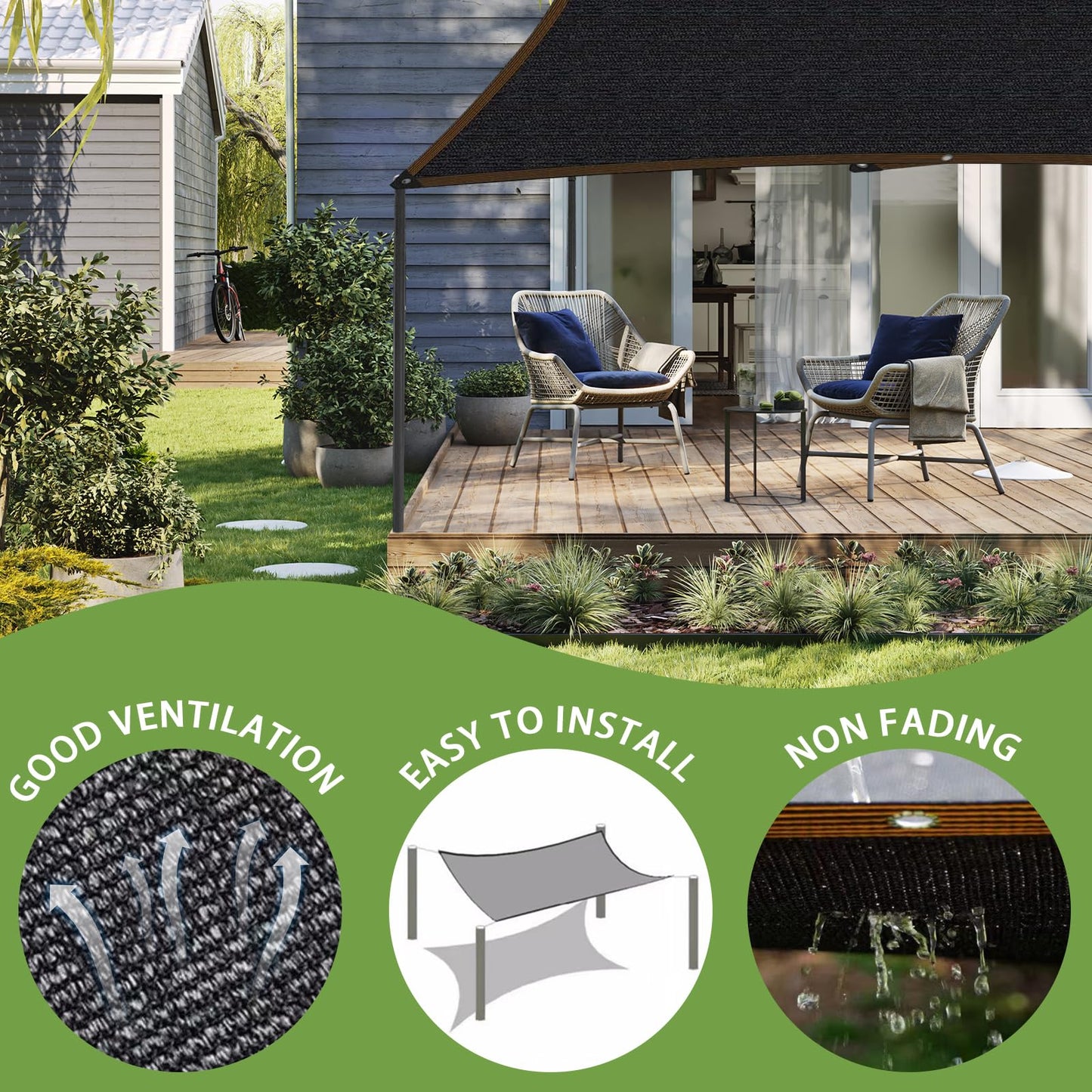 DGSL 40% Shade Cloth Greenhouse Shade Cover with Grommets - 20Ft x 20Ft Mesh Tarp for Pergola, Patio Plants, Chicken Coop, Garden, Outdoor, Backyard