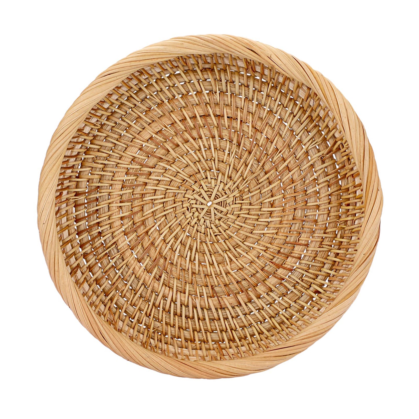 Hipiwe Small Woven Wicker Basket - 7.6" Round Entryway Organizer for Keys, Wallet, Cell Phone & Snacks