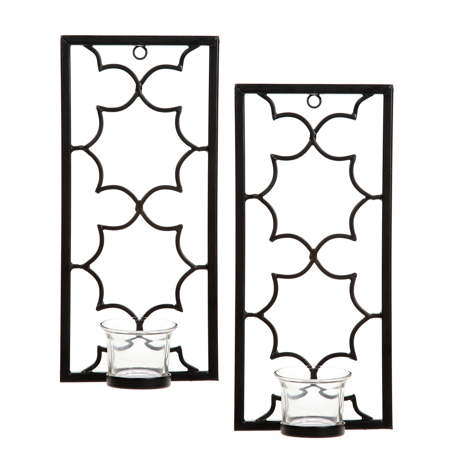 Hosley's Set of Two, 11" High Iron Tea Light LED Candle Wall Sconces, Black. Hand Made by Artisans. Ideal Gift for Wedding, Special Occasion, Spa, Aromatherapy, Meditation Setting. O3