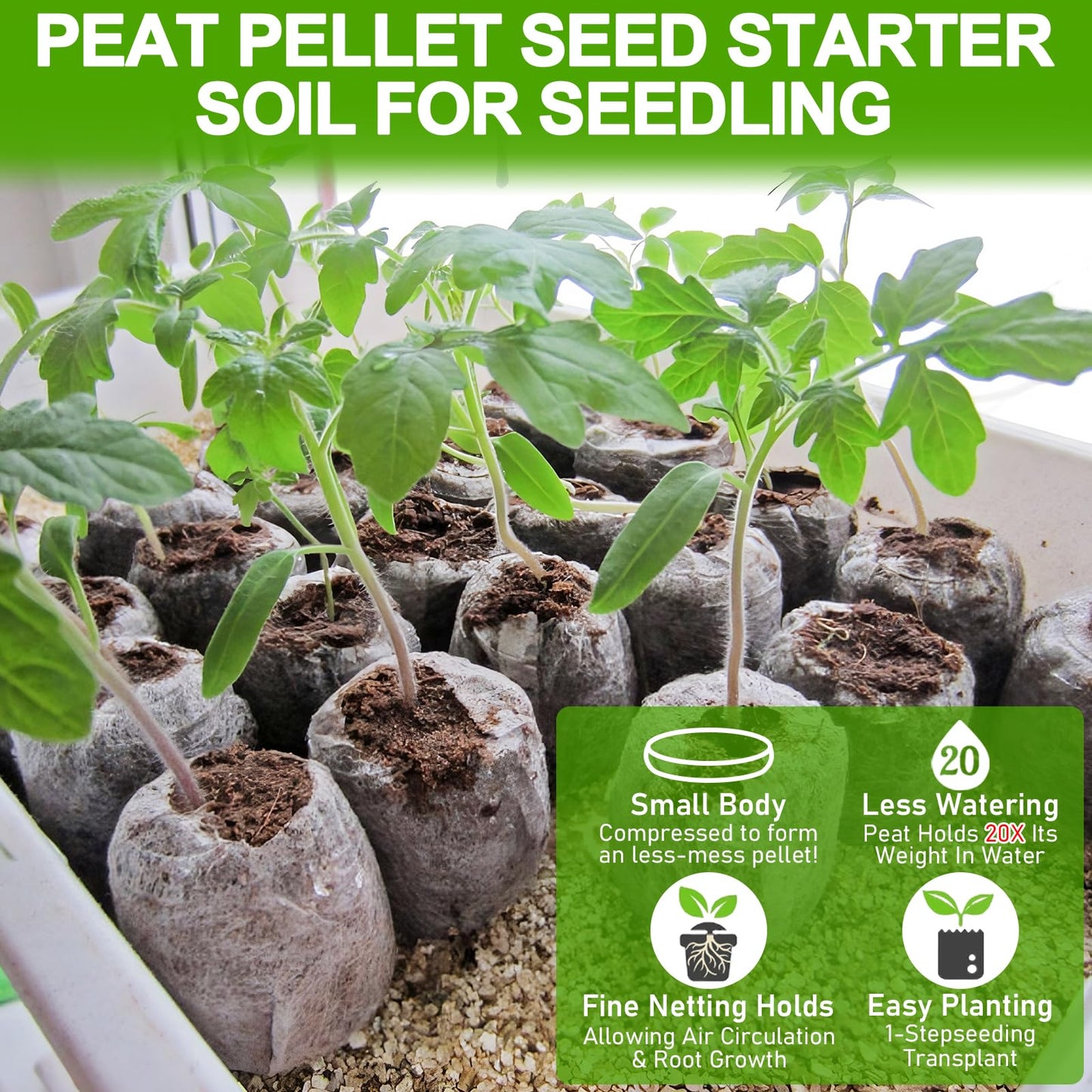 Legigo 100 Pcs 30mm Peat Pellets Seed Starter Soil Pods- Seedling Soil Block Peat Pods for Seed Starting, Compressed Seed Pod Starter Plugs for Garden Plant Cuttings Herb Flower and Vegetables