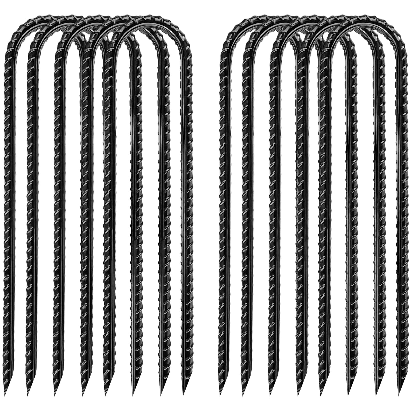 Garden Ground Stakes, Galvanized Steel Rebar Stakes U Shape, Heavy Duty Ground Anchors for Yard, Tent, Fence, Landscape, Decorations, Trampolines (8 Inch)