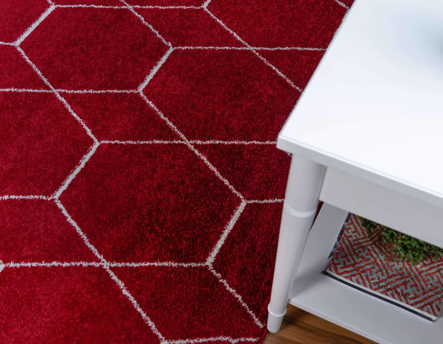 Unique Loom Trellis Frieze Collection Area Rug - Geometric (5' 1" Round Red/Ivory)
