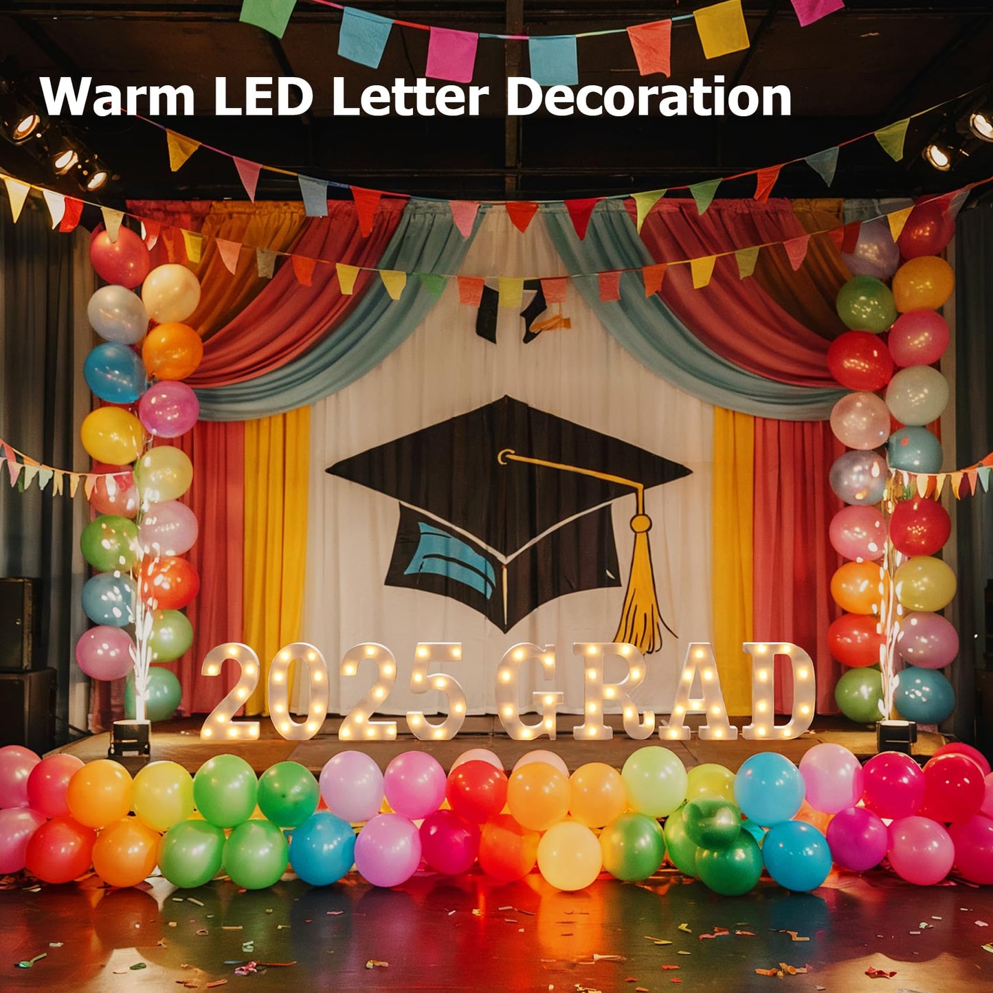 Marquee Letters, Led Letter Lights, 26 Alphabet Battery Powered LED Light Up Name Sign, Decorative Lighted Standing Letters for Graduation Party Night Light Wedding Birthday Room Wall Decor (Letter A)