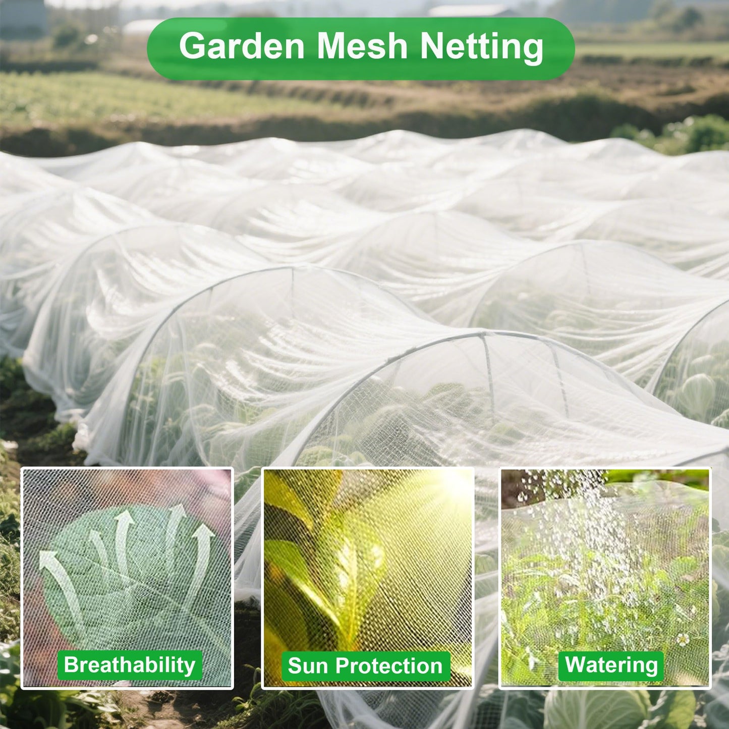 FOTMISHU Garden Netting 10x60FT Ultra Fine Mesh Netting Bird Barrier Protection Vegetable Fruit Tree Bushes Plant Cover for Raised Bed