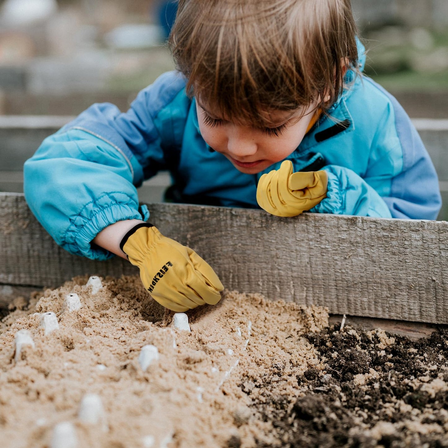FEISHDEK Kids Leather Gardening Gloves, Toddler Work Gloves, Perfect for Children Gardening for Kids Age 6-7 (Large)
