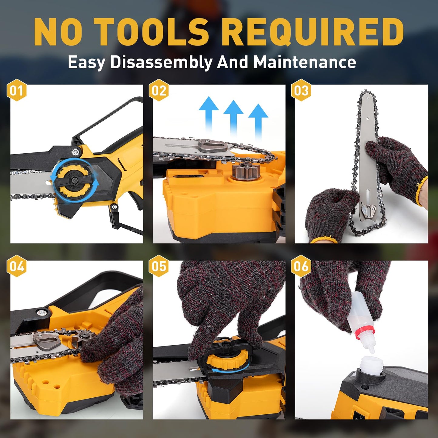 Mini Cordless Chainsaw for Dewalt Battery 20V MAX, 8" & 6" 2-IN-1 400W Electric Brushless Chainsaw with 3000mAh Batteries & Auto Oiler Hand Saw for Wood Cutting, Tree Trimming