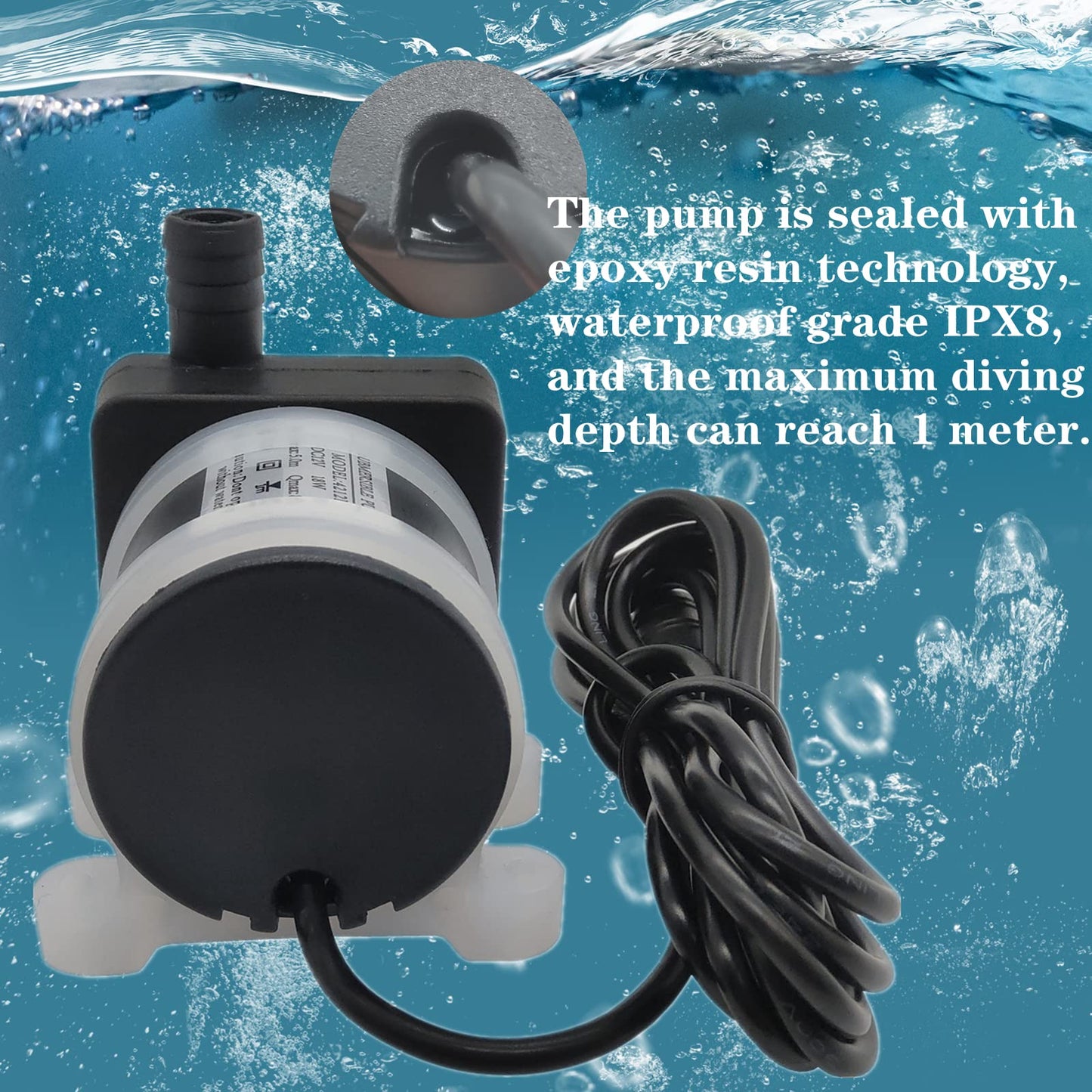 DC 12V submersible pump 210GPH 18W durable fountain water pump, head 5M with filter, suitable for pond fountain, hydroponics, aquarium fish tank, solar water circulation system