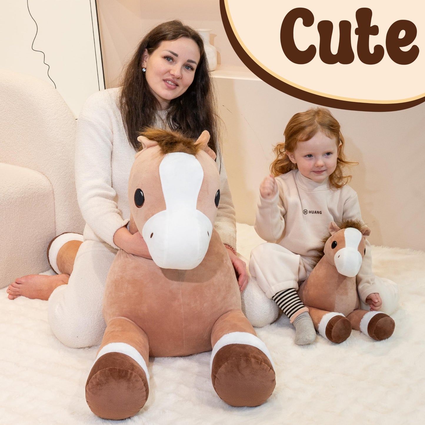 Jrystar Giant Horse Stuffed Animals, Large Stuffed Horse Plush Pillow, 37" Soft Large Stuffed Pony, Cute Farm Animals Plush Toys, Gifts for Kids Boys Girls on Birthday Children's Day Christmas