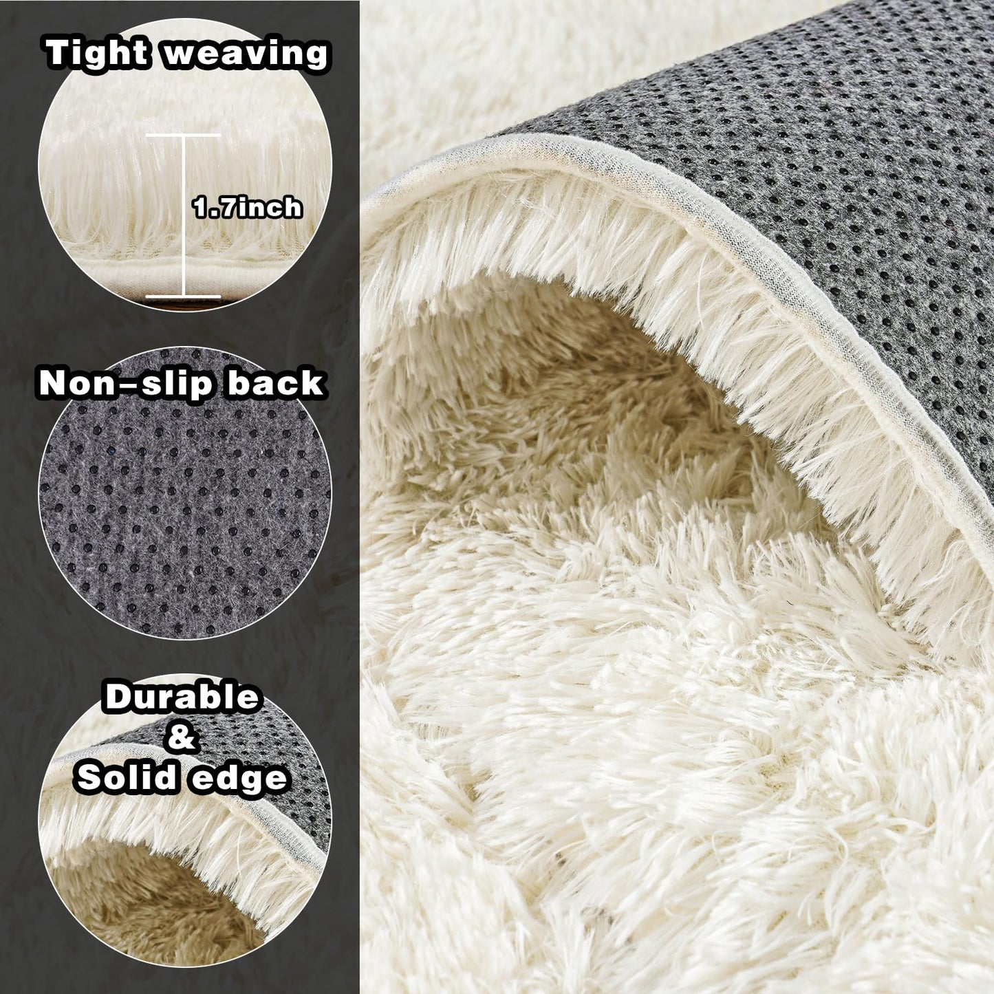 8x10 Area Rugs for Living Room, Ultra Soft Fluffy Large Shaggy Rug Carpet for Bedroom, Non-Slip Fuzzy Plush Rugs for Nursery Boys Girls Kids Room Modern Indoor Home Decor, Cream White