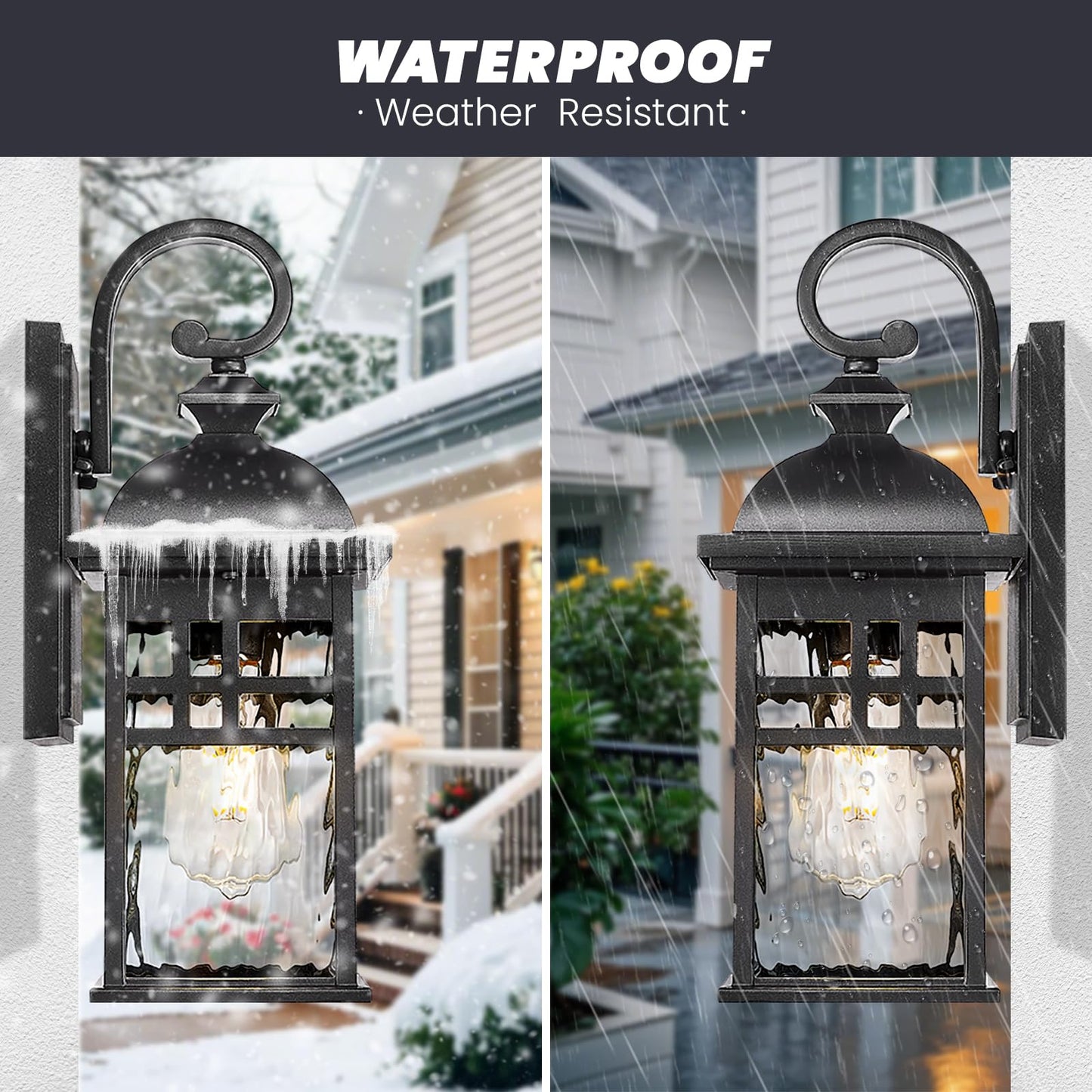 NAXTTII Outdoor Wall Lamps Exterior Lighting Fixtures 22 Inch Height Porch Light with Water Ripple Glass E26 Socket