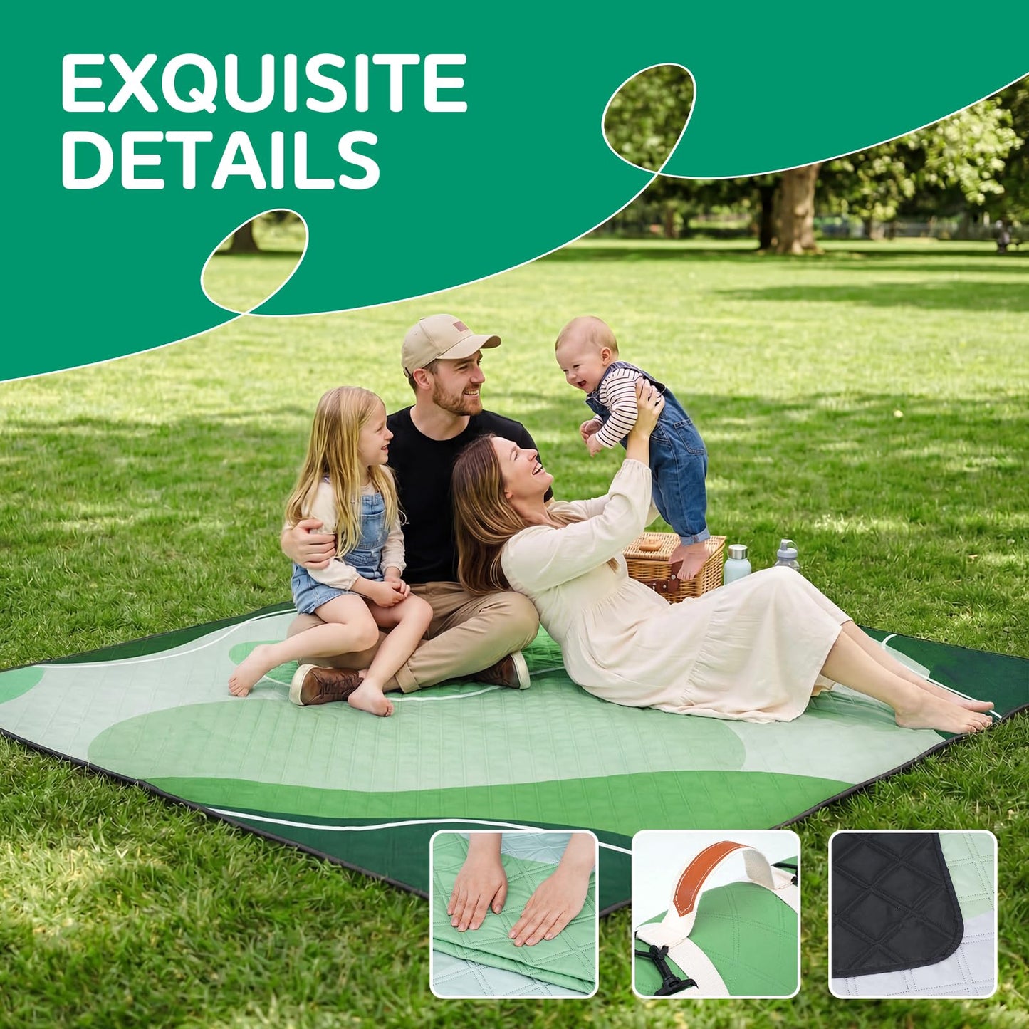 RYCHIC Waterproof Picnic Blanket Outdoor Camping Beach Mat Extra Large Foldable Car Essential Roadtrip Gadget Rv Accessories Glamping Tent Gear Must Haves Hiking Stuff Backpacking Necessities Gift