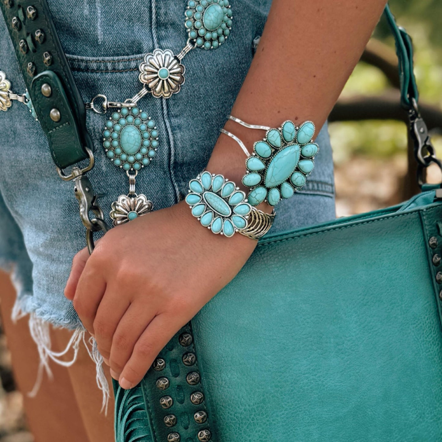 Montana West Rustic Couture's Jewelry Western Turquoise Cuff Bangle Bracelets Bohemian Vintage Elastic Bracelet for Women Cowgirl RCW-1003TQ