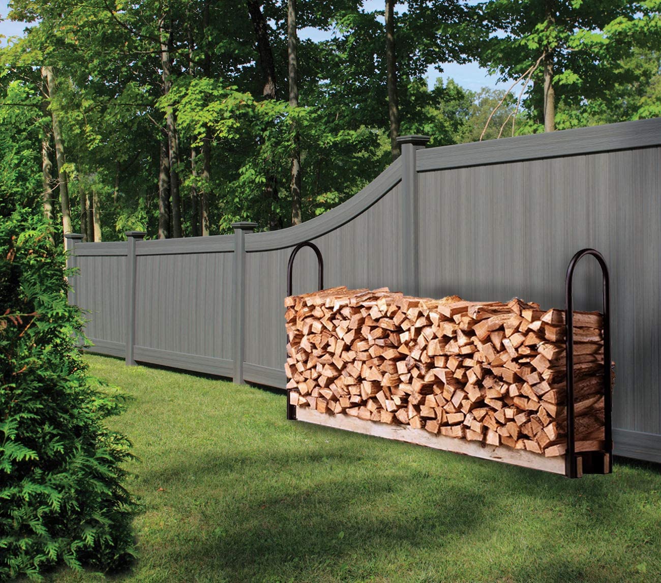 Fire Beauty Firewood Log Rack Adjustable Bracket Kit, Fireplace Wood Storage Holder,Black Powder,Coated Steel, Outdoor and Indoor(Adjustable)