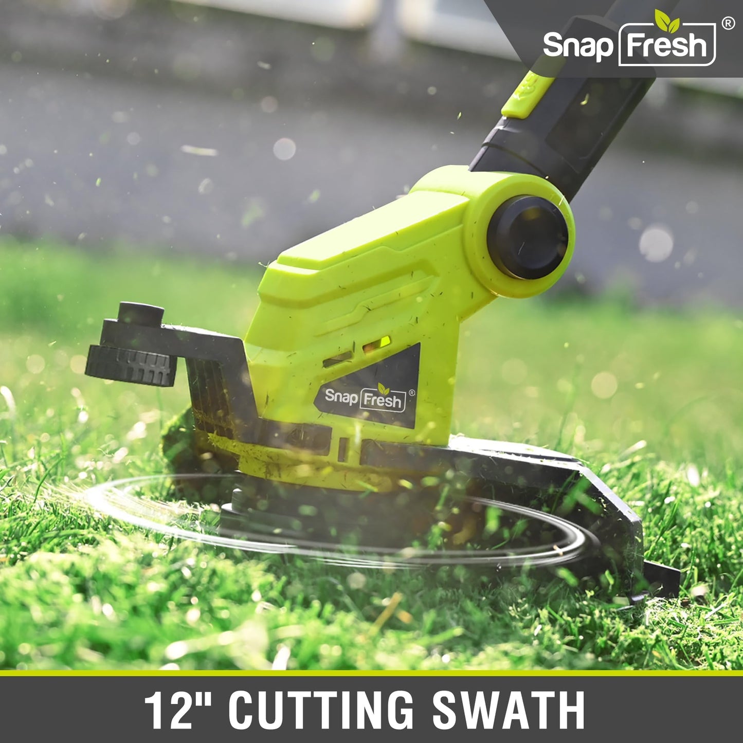 SnapFresh 20V Cordless String Trimmer, 12" 2-in-1 Weed Wacker and Lawn Edger with Wheels, 8000 RPM Auto Feed Spool, 2.0Ah Battery and Fast Charger Included, Lightweight Battery Powered Weed Eater