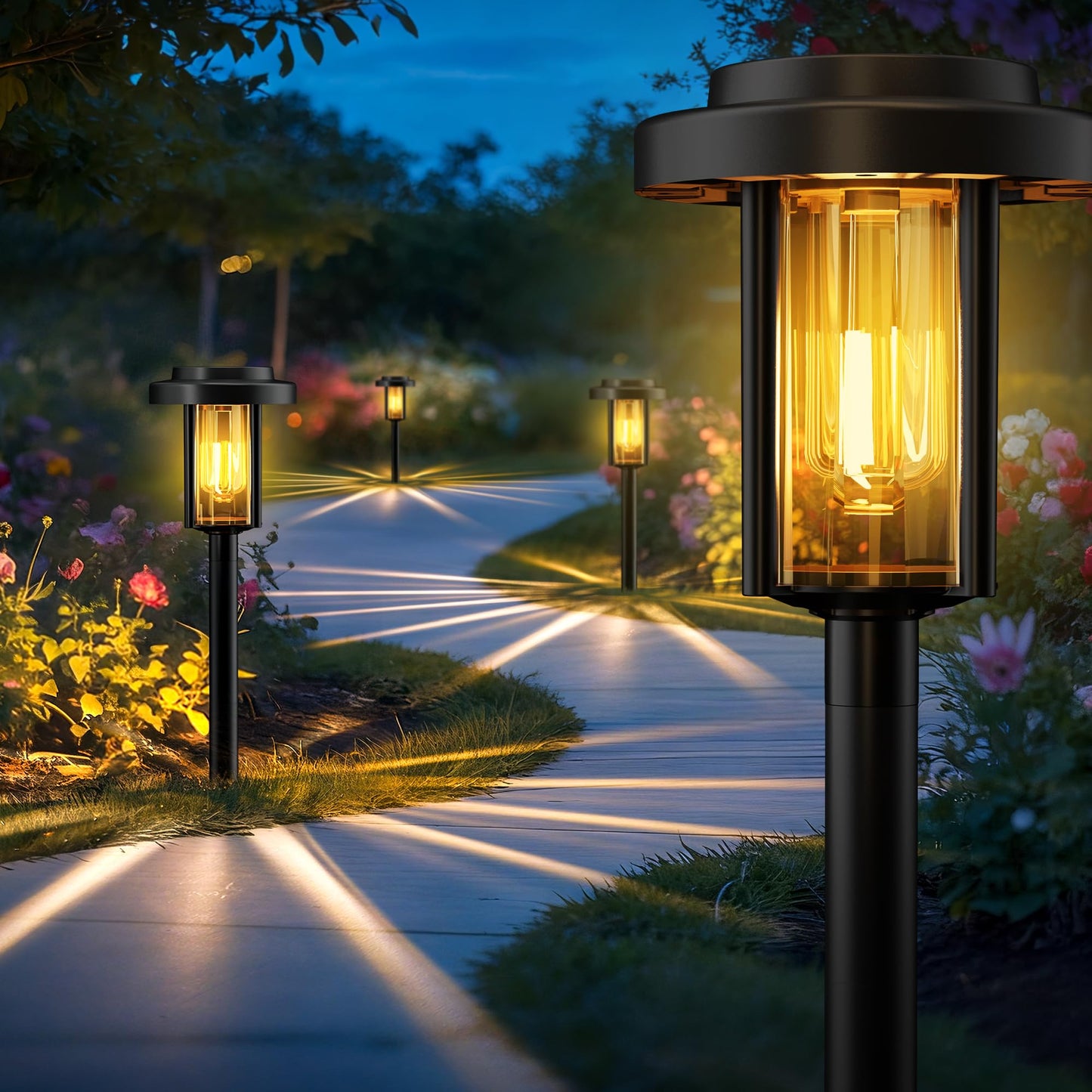 HMDecor Solar Pathway Lights, 8 Pack Solar Light Outdoor IP65 Waterproof, Garden Lights Solar Powered, Outside Decor Landscape Lighting for Yard, Path, Driveway, Walkway (Warm White)