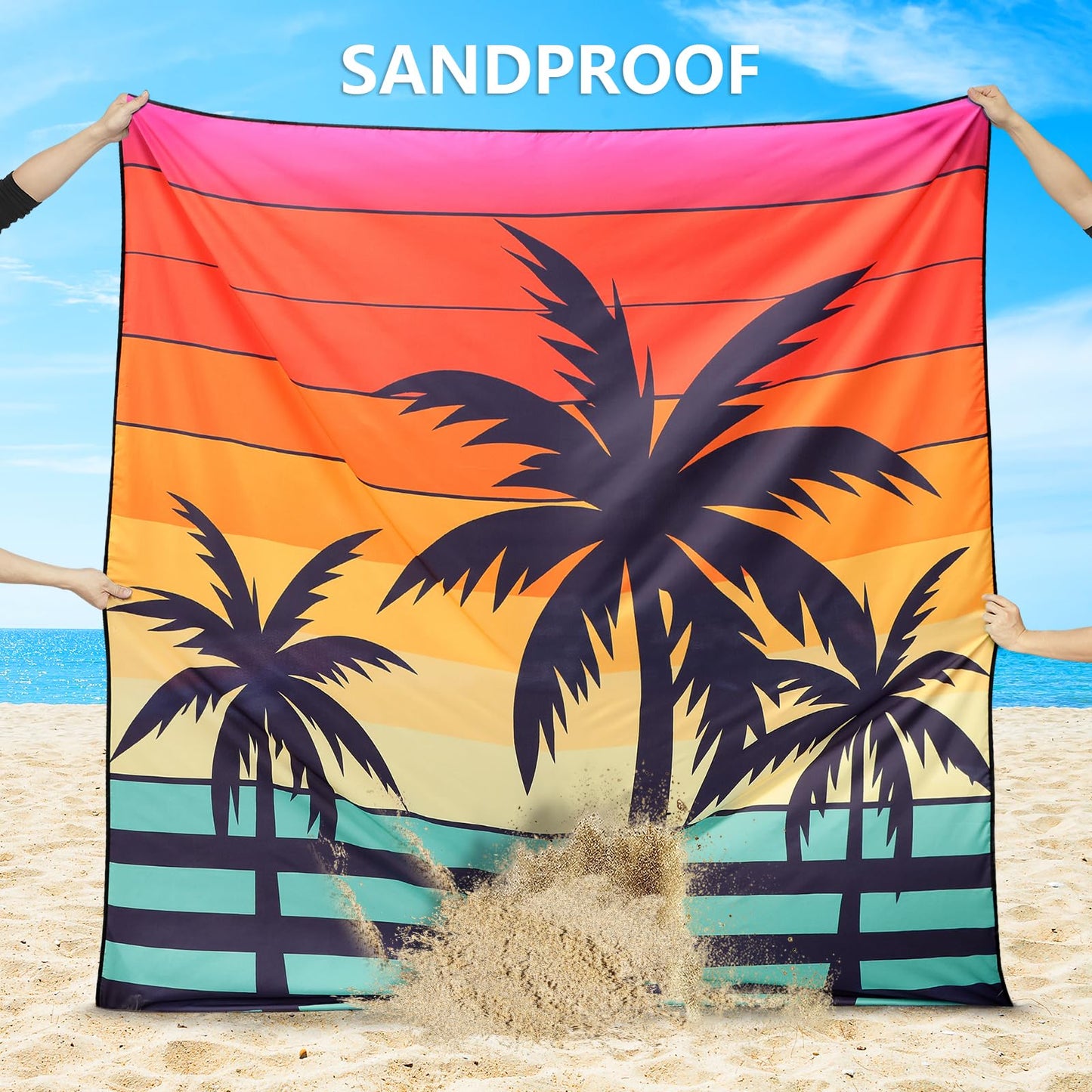 WIWIGO Beach Blanket Waterproof Sandproof Beach Mat 79" X 83"/10'x9'for 2-8 Adults Quick Drying Outdoor Picnic Mat Beach Accessories for Travel, Camping, Hiking