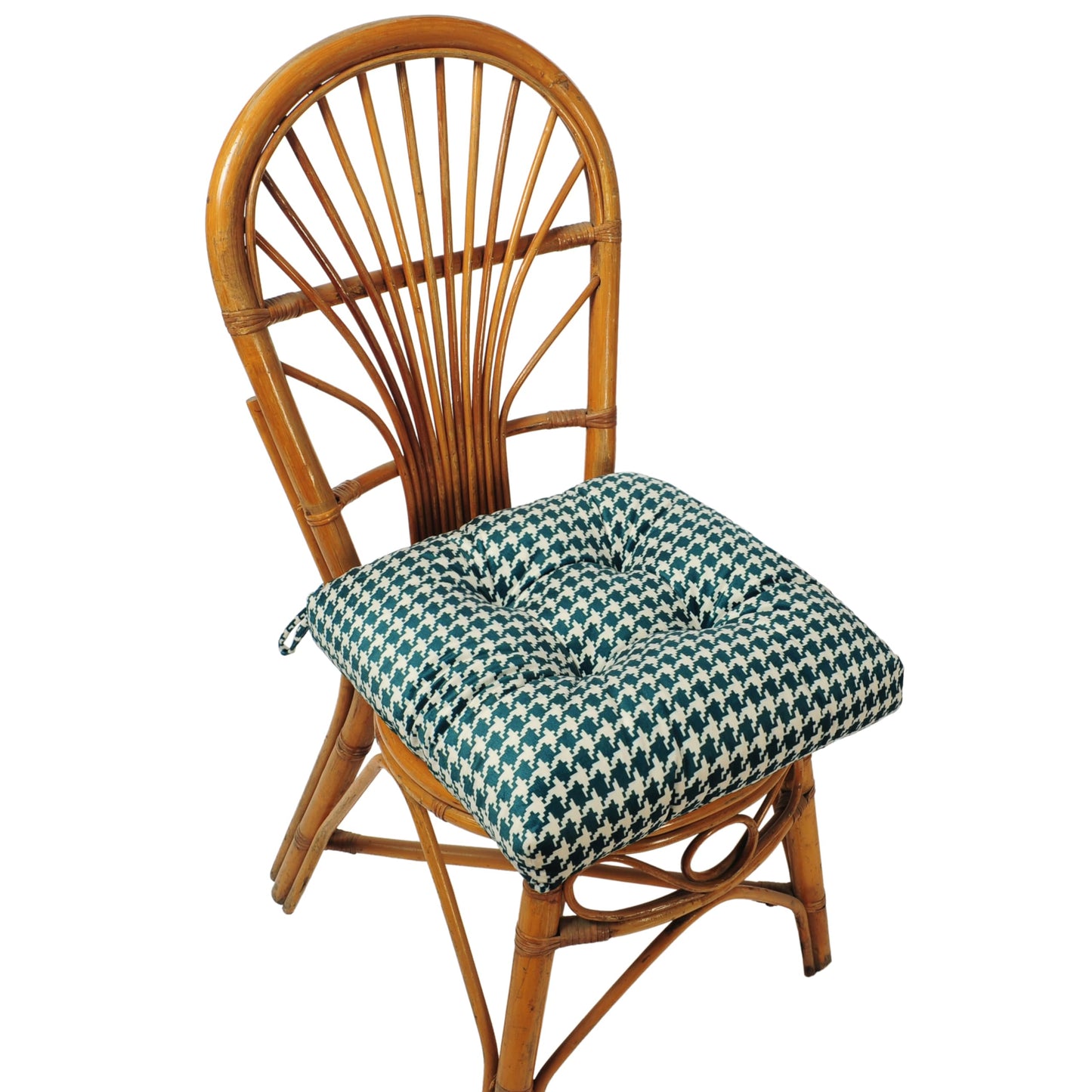 Makimoo 2-Pack Outdoor/Indoor Wicker Patio Seat Cushion Pad with Ties - Dining Chair Cushion, 17" x 17" (Green Houndstooth)