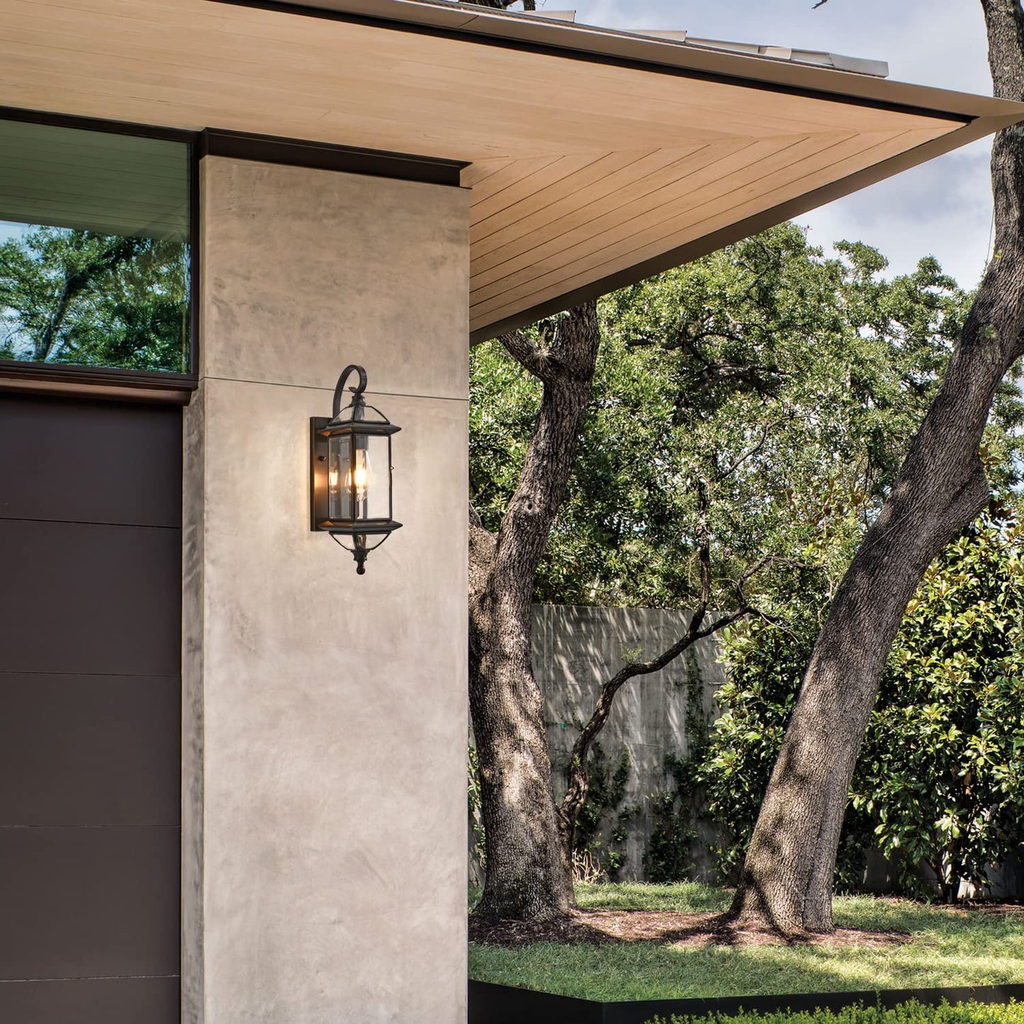 Milaii 18.5" H Copper Outdoor Wall Lights Exterior Waterproof Wall Sconce Light Fixture E26 Socket Oil Rubbed Bronze Porch Light with Clear Glass Lantern Wall Lamp for Front Porch Garage Patio