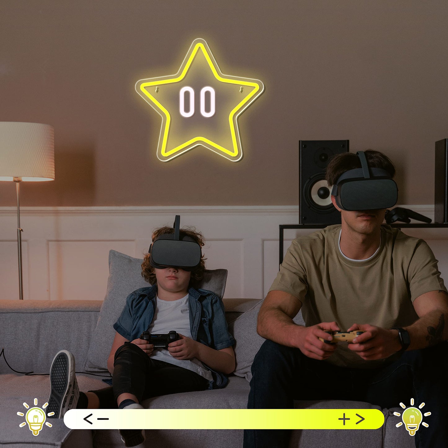 Star Neon Sign, Gaming Led Neon Light for Kids Bedroom Wall Decor Game Room Decor,Man Cave,Dimmable Gaming Star Led Sign Gifts for Kids Boys
