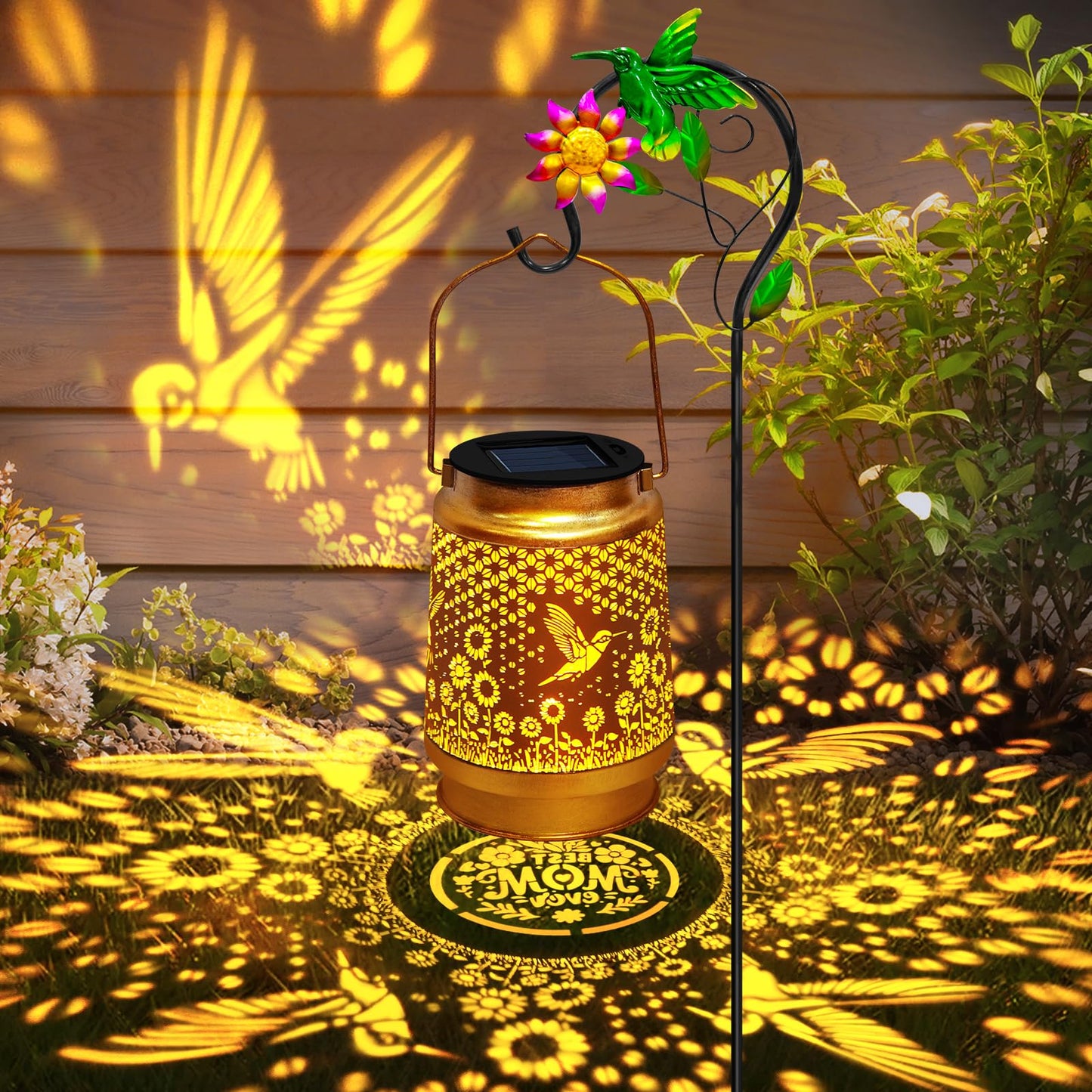 Mothers Day Gifts Solar Lanterns Outdoor Waterproof Hummingbird with Shepherd Hook,Hummingbird Garden Decor Birthday Gifts for Women Mom,Hanging Solar Lights Metal Bird Decorative for Yard,Patio,Porch