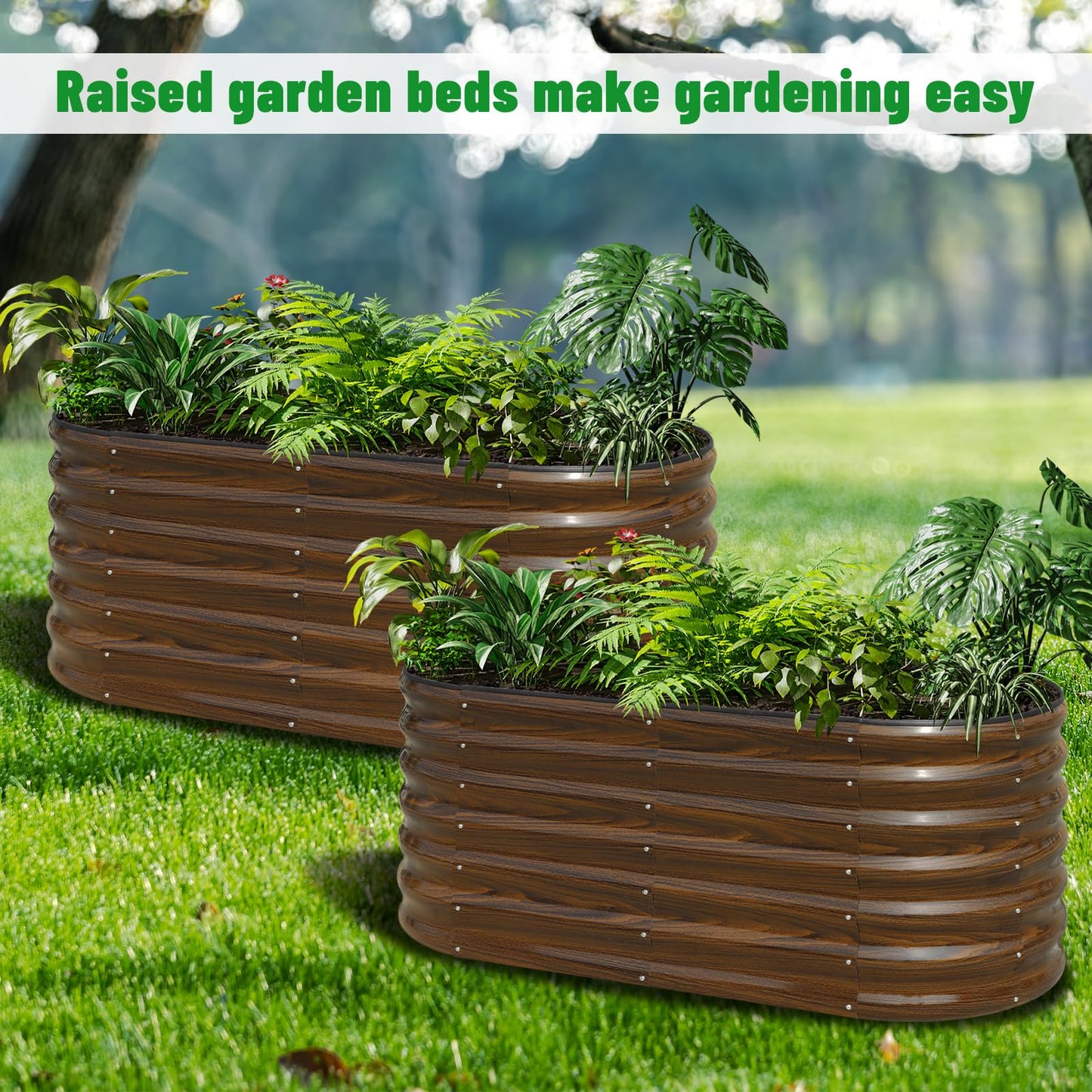 SnugNiture Galvanized Steel Raised Garden Bed Kit - 2 Pack 4x2x2 ft Metal Planter Box for Vegetables, Flowers, Herbs | Easy Assembly, Open Bottom Design for Optimal Drainage